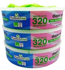 Plastech Diaper Pail Refills - 100 Home Compostable/Plant-Based, 3 Count