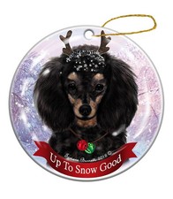 Holiday Pet Gifts Poodle Black/Tan Dog Porcelain Christmas Ornament