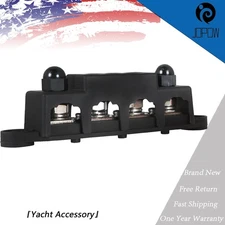 4 Post Bus Bar Power Distribution Block 12V 250A With Cover 5/16" Black