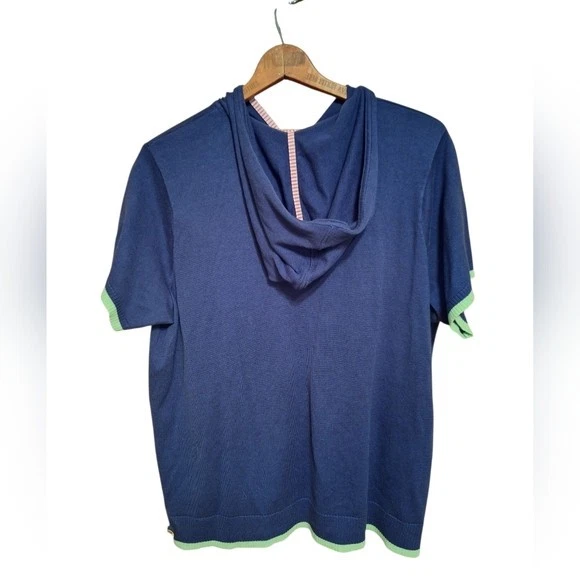 Quacker Factory Novelty Nautical Full Zip Short Sleeved Sweater Hooded Coastal - Image 2 of 4