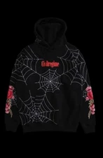 Civil Regime X Spider Webs Roses Hoodie in Black (Size XL)