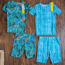 4 Piece Cat  Jack Pajama Blue Snug Fit Crew Neck Shorts Size L 10 , NEW 