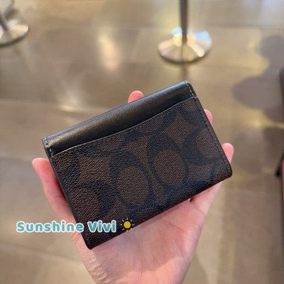 NWT Coach Flap Card Case Signature Canvas IM/BROWN/BLACK CH202 | eBay