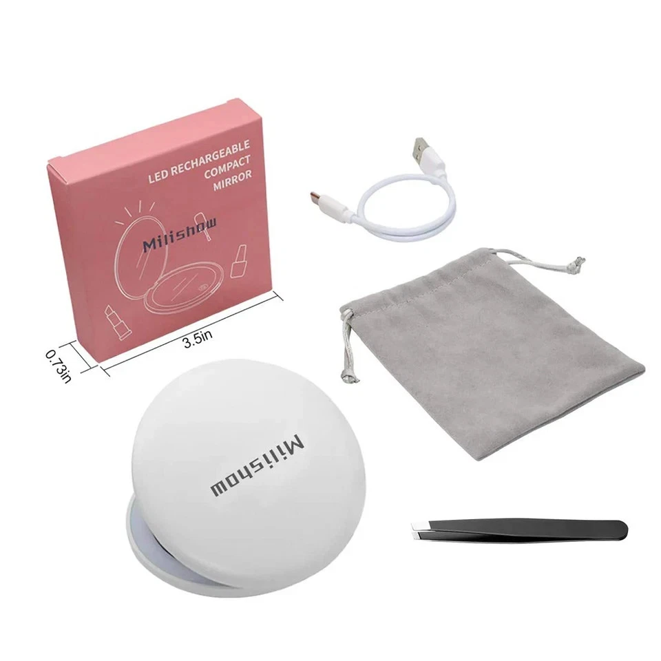 Compact Mirror with LED Light,1x/10x Magnifying Rechargeable Mirror,3.5in,Dimmab - Image 2 of 4