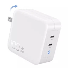 100W 96W 2 Ports USB-C GaN PD Wall Charger Power Adapter for Macbook Pro / Air