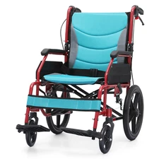 [FDA APPROVED]Foldable Lightweight Transport Wheelchair w/Handbrakes & Footrest