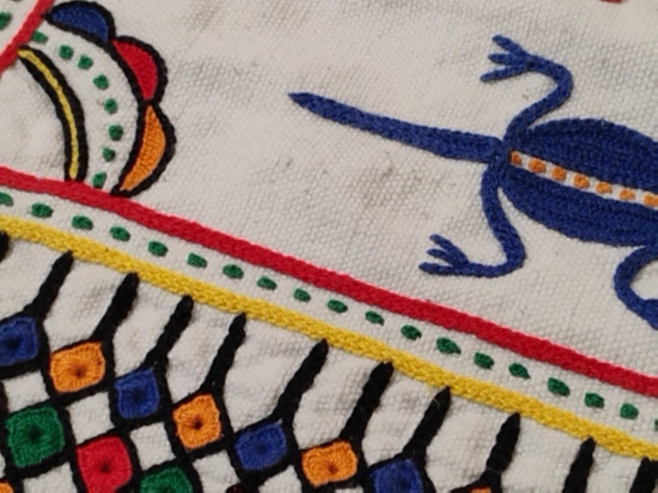 Vintage Embroidery Tablecloth Tapestry Wilendur Crewell SailCloth