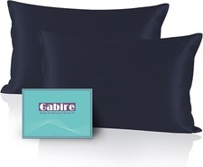 Silk Pillowcases Set of 2, Navy Blue, Standard 20" 26" for Hair  Skin
