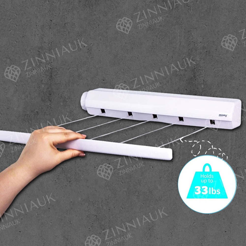 Minky 5 Retractable Washing Line 15m Drying SpaceSaving Laundry