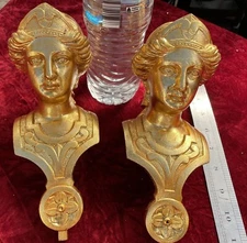 Antique Bronze Ormolu Goddess Diana Furniture Corner Mount Pediment Decoration