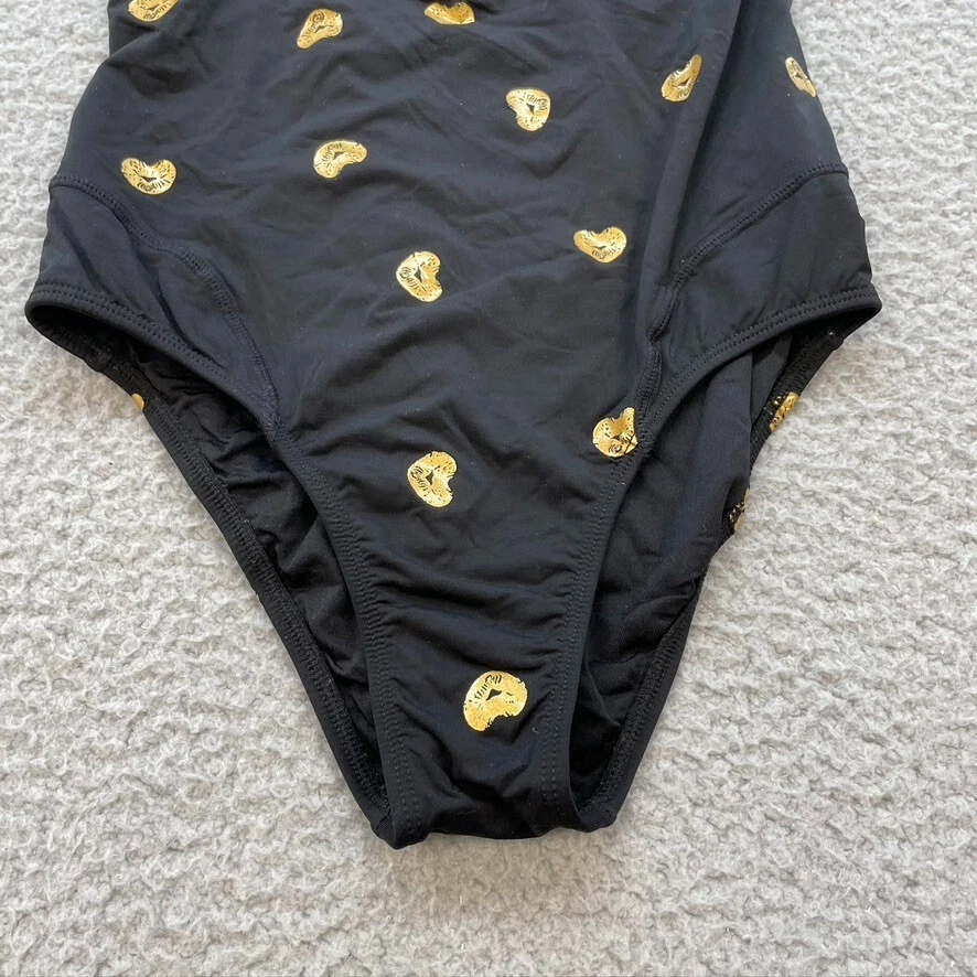 Traje de baño submarino de una pieza para niñas 16 negro dorado corazón cremallera frontal verano playa Foto 3 de 4