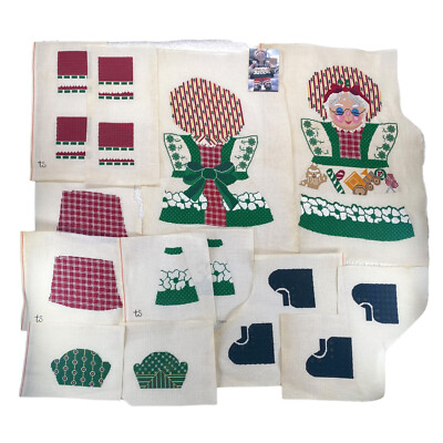 Christmas Needlepoint Mrs Santa Claus 3D Decor Ready For Assembly Completed 