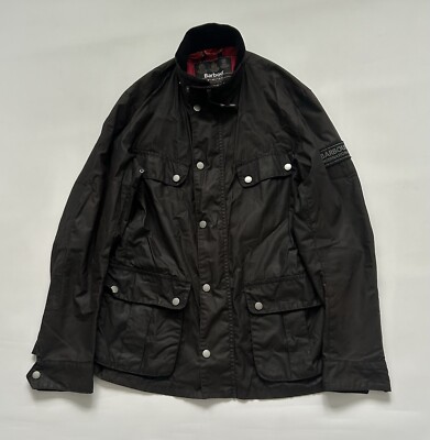 Barbour International Enfield Wax Black Biker Jacket Men’s Small UK