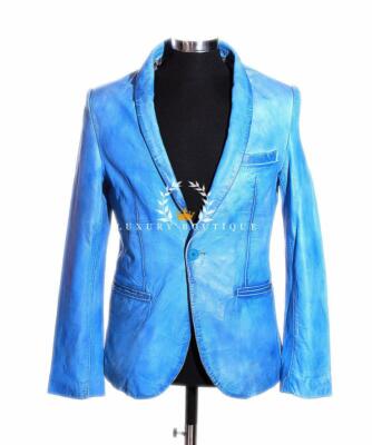 Charlie Sto ash Blau Klassische Herren Smart 1 Geknöpft Weiches Leder