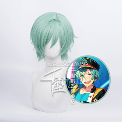 Tatsumi Kazehaya Cos Wig Ensemble Stars ALKALOID Short Green Hair Slight Curls
