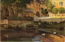 Old postcard postcard Rothenburg - Im Spitalhof GERMANY (1075042)