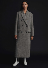 Joseph Diagonal Colou Coat Double-breasted Belted Wool Blend Tweed 38 Fr