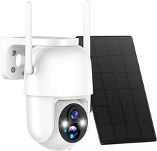 Solar-Powered 2K Security Camera -Wireless, 355  PTZ Night Vision, PIR Alert