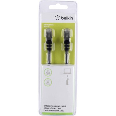 Belkin RJ45 Netzwerkkabel, Patchkabel CAT 6 S/FTP, 1m, Sw, mit Rastnasenschutz