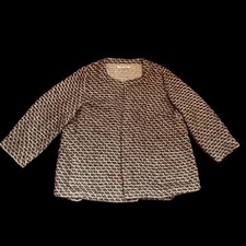 Marina Rinaldi Size Xl Boulcle Open Kimono Jacket Brown & Silver Metallic Women