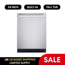 24” Built-in Top Control Energy Star Rated Tall Tub Dishwasher Stainless Steel 