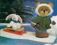 SLED RIDE BUNNY  BEAR CHRISTMAS PLASTIC CANVAS PATTERN INSTRUCTIONS