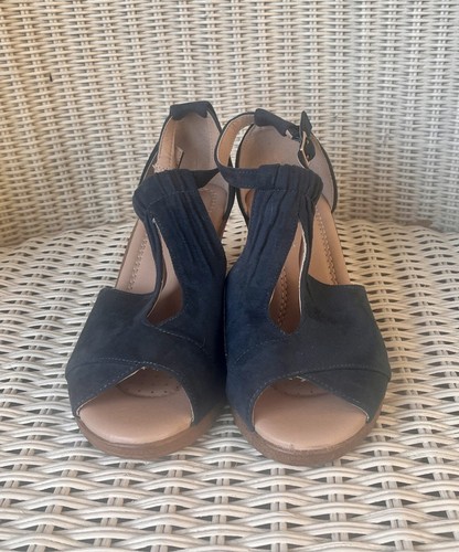 Journee Collection Kedzie Wedge Open Toe Sandals Womens 5.5 Teal Comfort Y2K - Picture 4 of 6