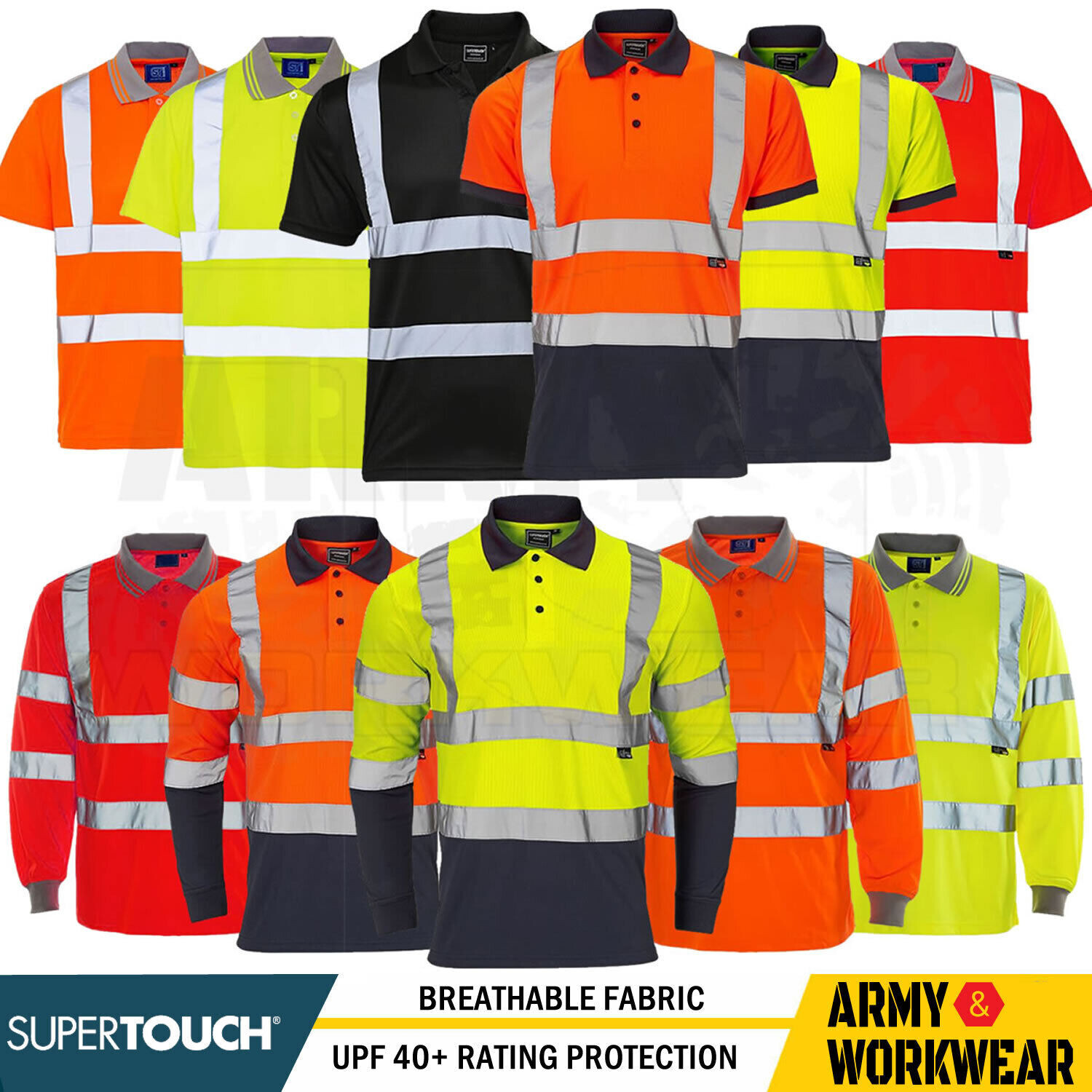 High Vis Polo T-Shirt for Enhanced Safety and Security at Work in Two-Tone Design