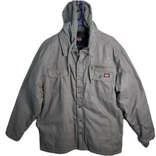 Wrangler Workwear Insulated Denim Chore Coat Jacket Hood Hoodie Zip Snap L 42-44