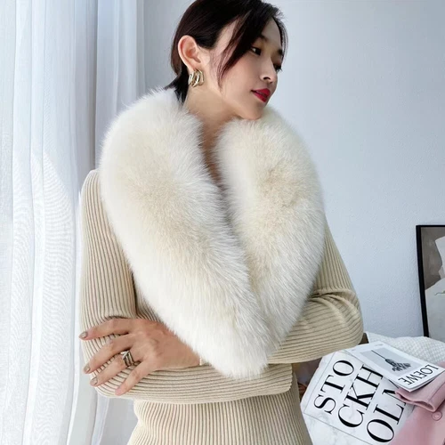 100CM Real Fox Fur Scarf Collar Women Winter Neck Warm Fox Scarves Unisex Shawl - Bild 5 von 47