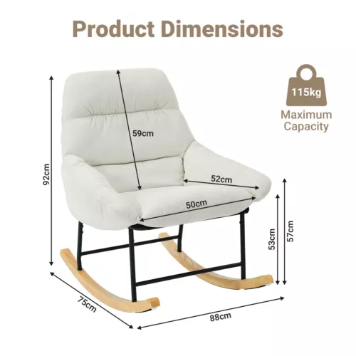Holz Schaukelstuhl, Schaukelsessel mit Armlehnen Rocking Chair Sessel bis 115kg - Bild 33 von 39