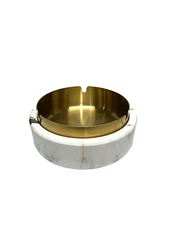 Ceramic Stainless Steel Ashtray,4.5”,White,Gold, Brand New, Washable, Boxed,4.5”
