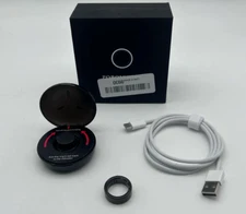 POBOVi Smart Ring, Black, Size 7