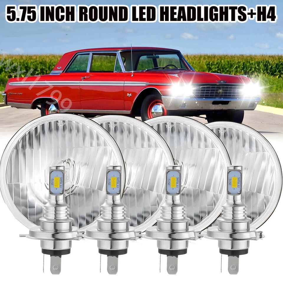 4x 5.75" 5-3/4" Faro LED Redondo haz Alto-Bajo apto para BMW 325i 528i 535i E30 Foto 2 de 4