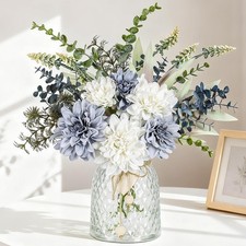 Der Rose Fake Flowers in Vase Silk Artificial Navy Blue Flowers Arrangements wit