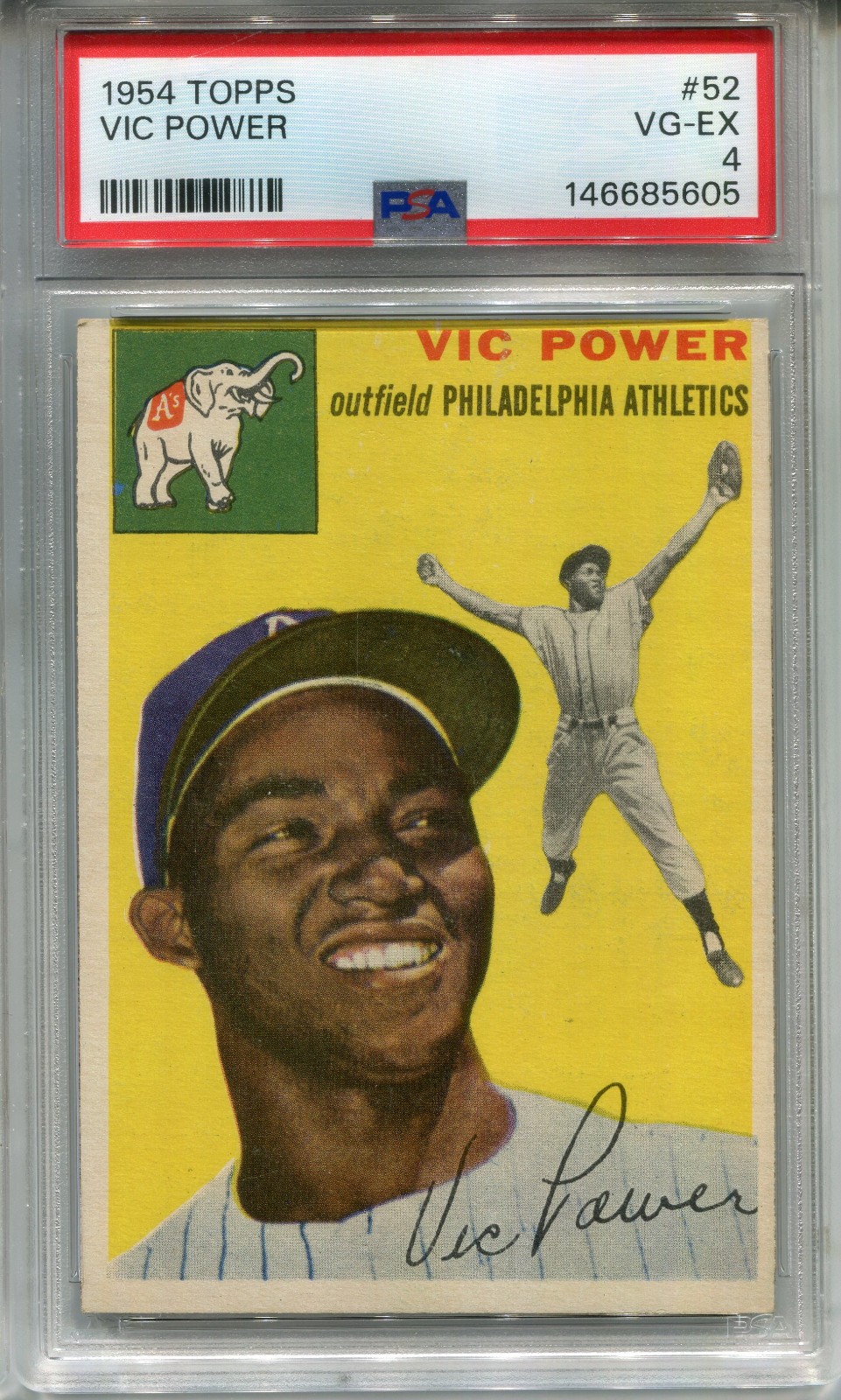 1954 Topps #52 Vic Power PSA 4 VG-EX Philadelphia A's