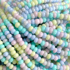 Spring Pastel Seed Bead Mix, 6/0 Picasso Czech Mix Easter Blue Pink Green Yellow