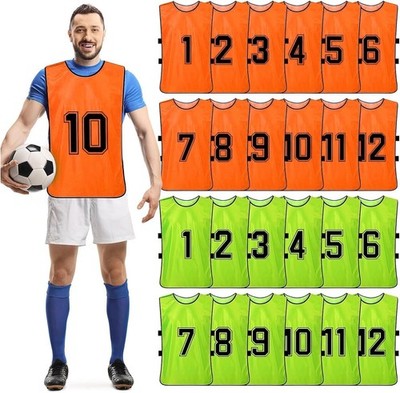 24 Pack Scrimmage Training Vest,Team Sports Pinnies Reversible Numbered Socce...