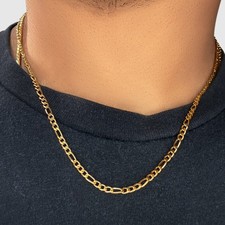 Figaro Curb Link Chain Necklace in 18k Gold - 3mm Luxury Classic Jewelry - 20”