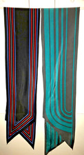 VERA Neuman Scarf Lot 2 Vtg 70s Verese Stripes Black Red Blue Gray Teal Exc