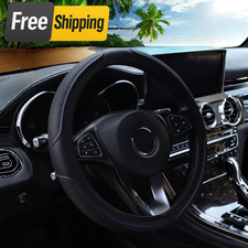 Leather 3d Embossed Steering Wheel Cover Soft Anti-slip Universal Fit 14.5-15 In