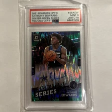 2021 Dontuss optic Anthony Edwards sig-series  green shock Psa Nine Auto 10 READ