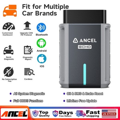ANCEL ECHO OBD2 Scanner All System Bidirectional Control Tool for iOS Android