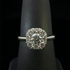 14K White Gold Diamond Halo Pave Engagement Ring .56 Cttw 2.8g Size6 WCP035502 