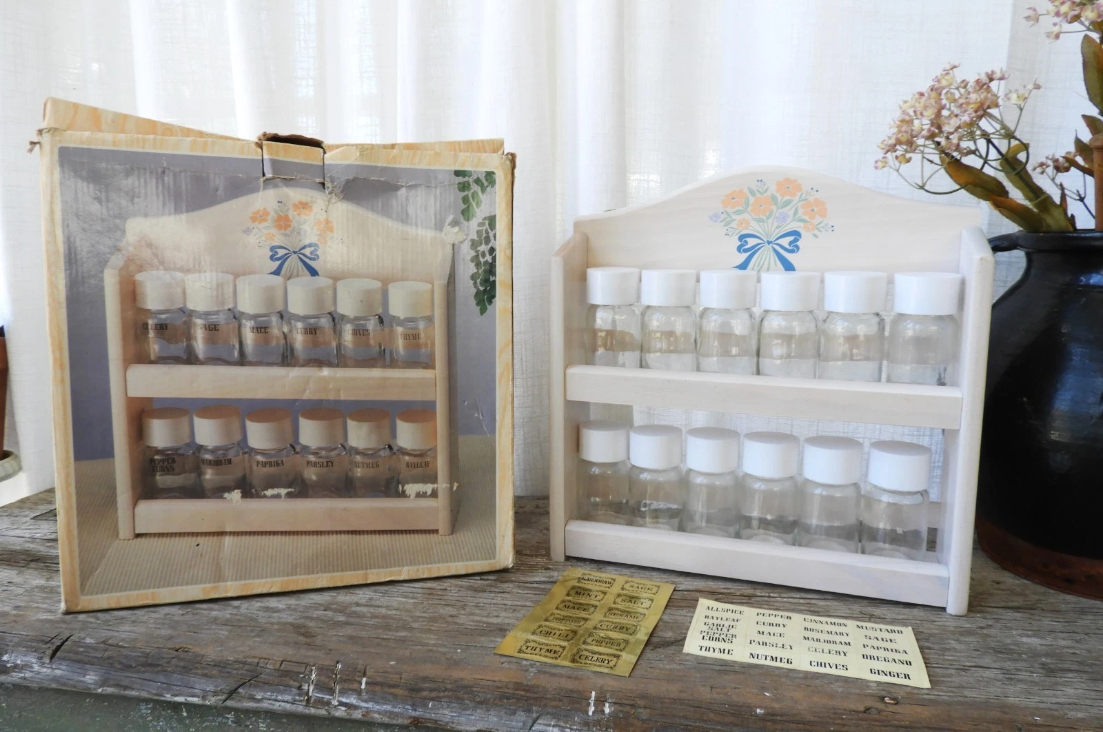 NIB 1980's Vtg Kitschy White Spice Rack Wall Mount|Table Top 12 Jars
Opens in a new window or tab