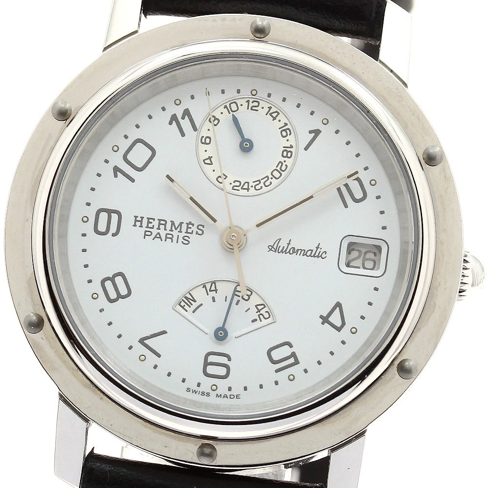 HERMÈS Orologio Uomo Automatico HERMES Clipper CL5.710 GMT Riserva di Carica Quadrante Bianco_896992