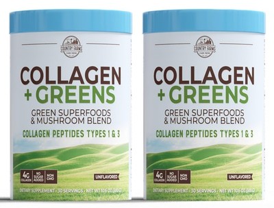 Collagen Peptides Powder with Greens Dietary Powder Supplement (Type I, III) ...