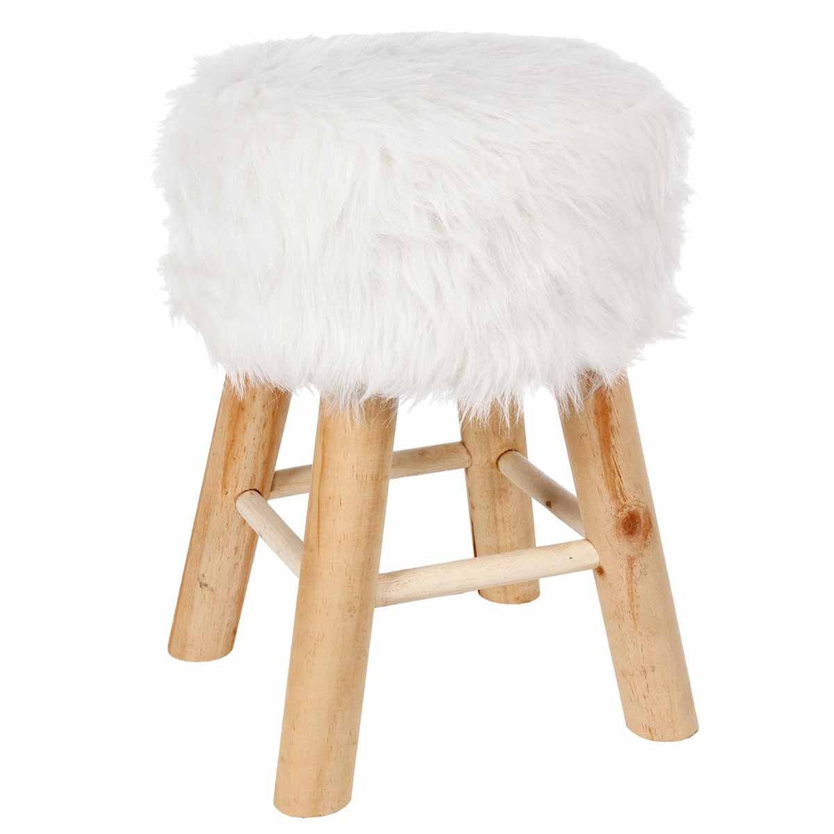 Tabouret en fausse fourrure blanche Oslo créez un coin cocooning