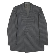 PKZ Giacca Doppiopetto Grigia A Righe Pinstripe In Misto Lana S