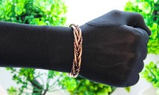 Handmade Pure Copper Braided Cuff Bracelet Healing Wire Bangle Women Men Jewelry